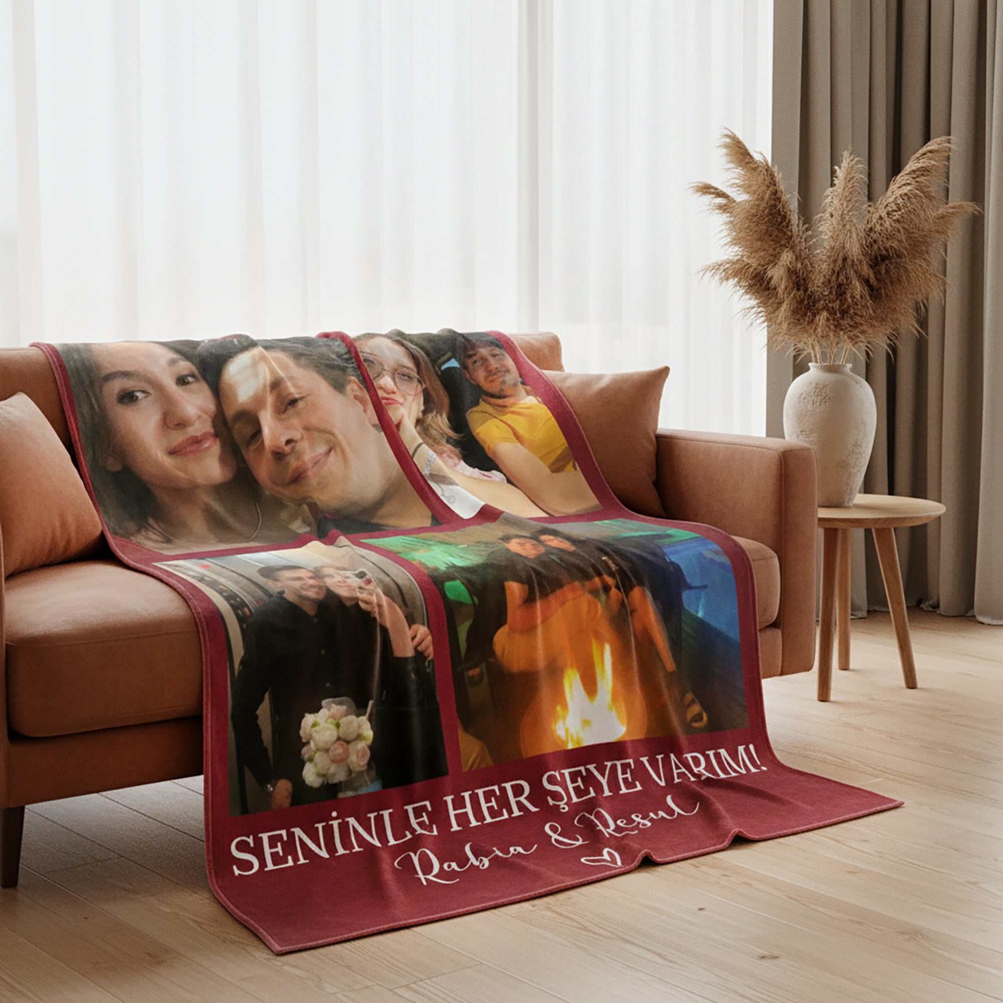 Sevgililer Gününe Özel Resim Kolajlı Battaniye