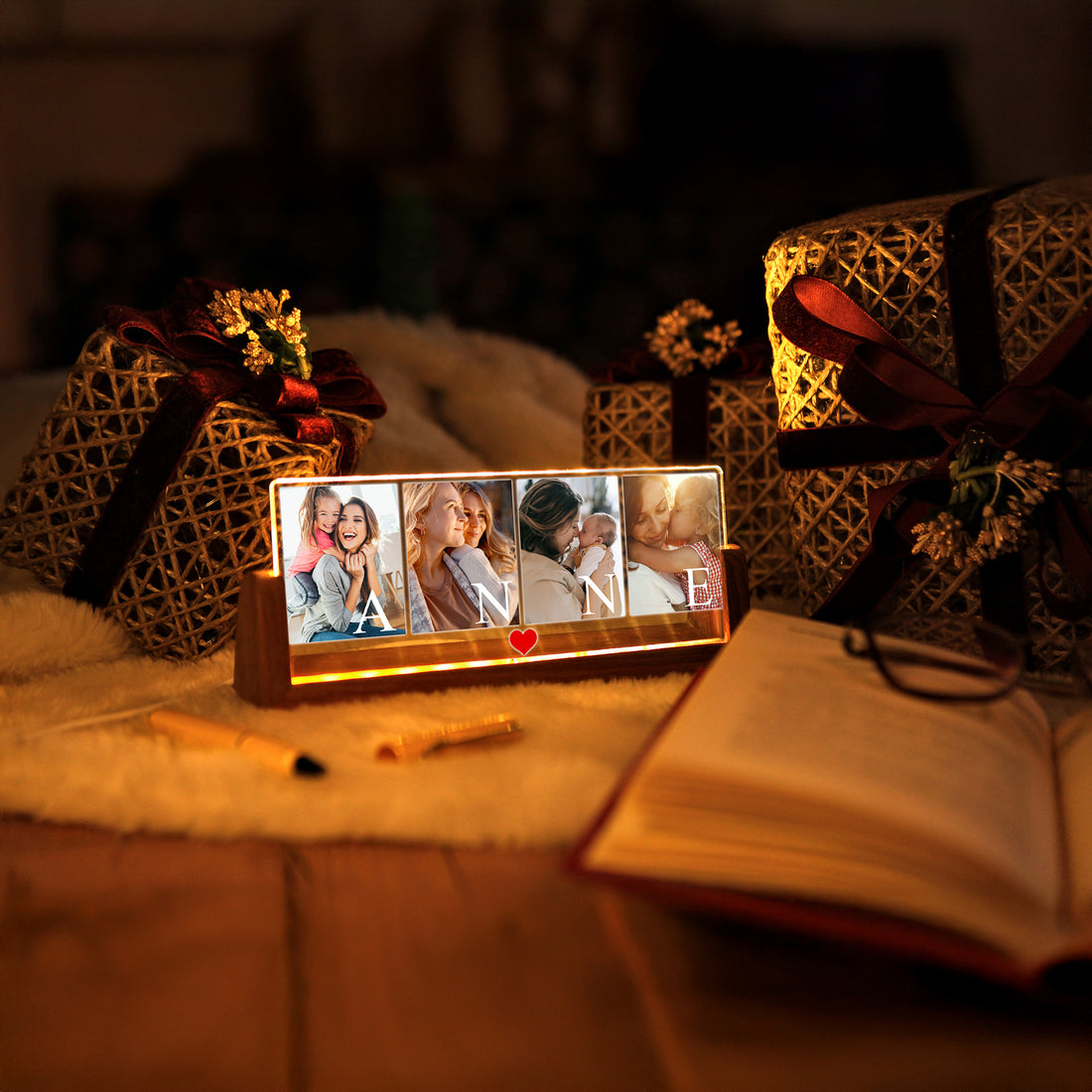 KİŞİYE ÖZEL LED IŞIKLI ANNE ANNE YAZILI FOTOĞRAFLI GECE LAMBASI