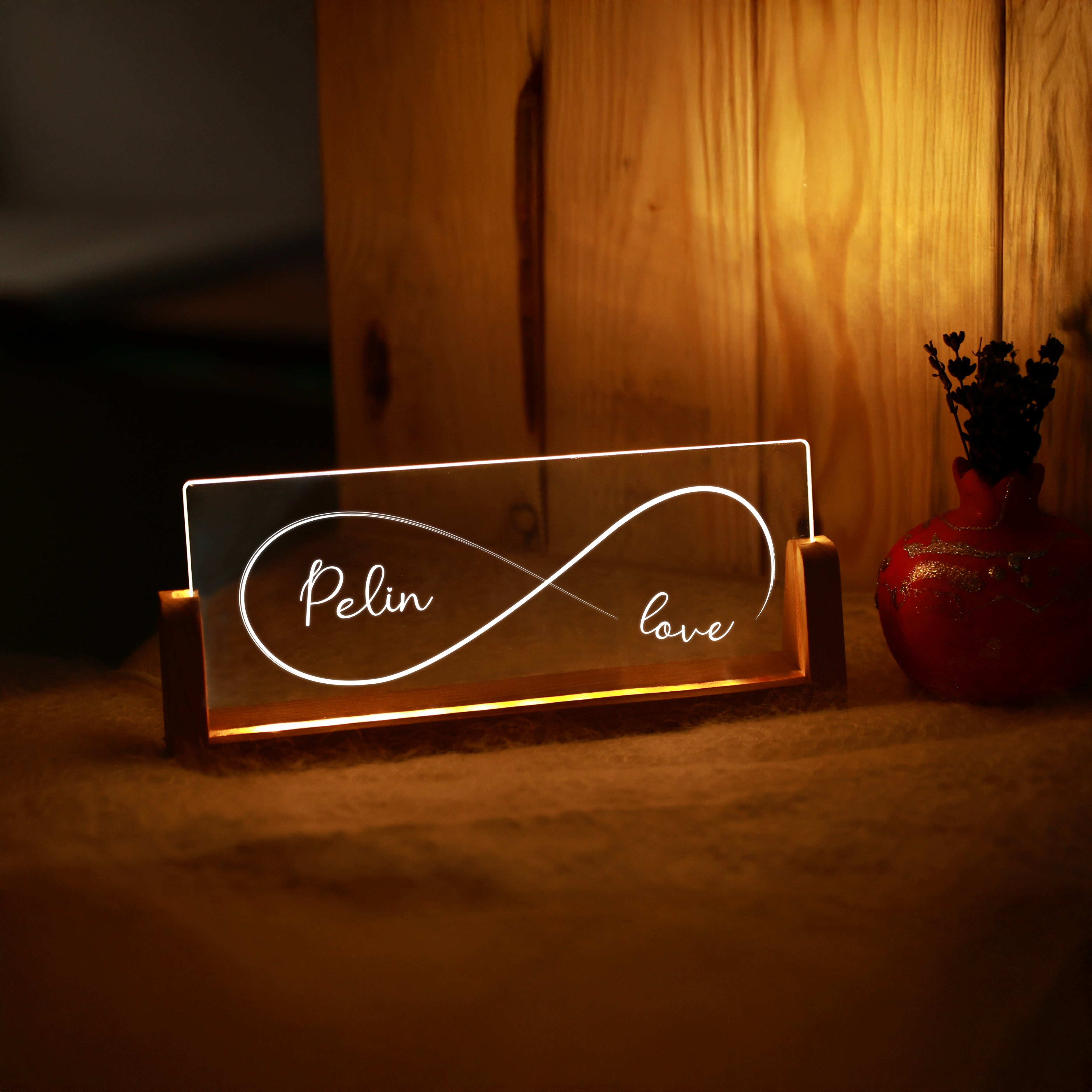 KİŞİYE ÖZEL İSİMLİ SONSUZLUK TEMALI LED GECE LAMBASI