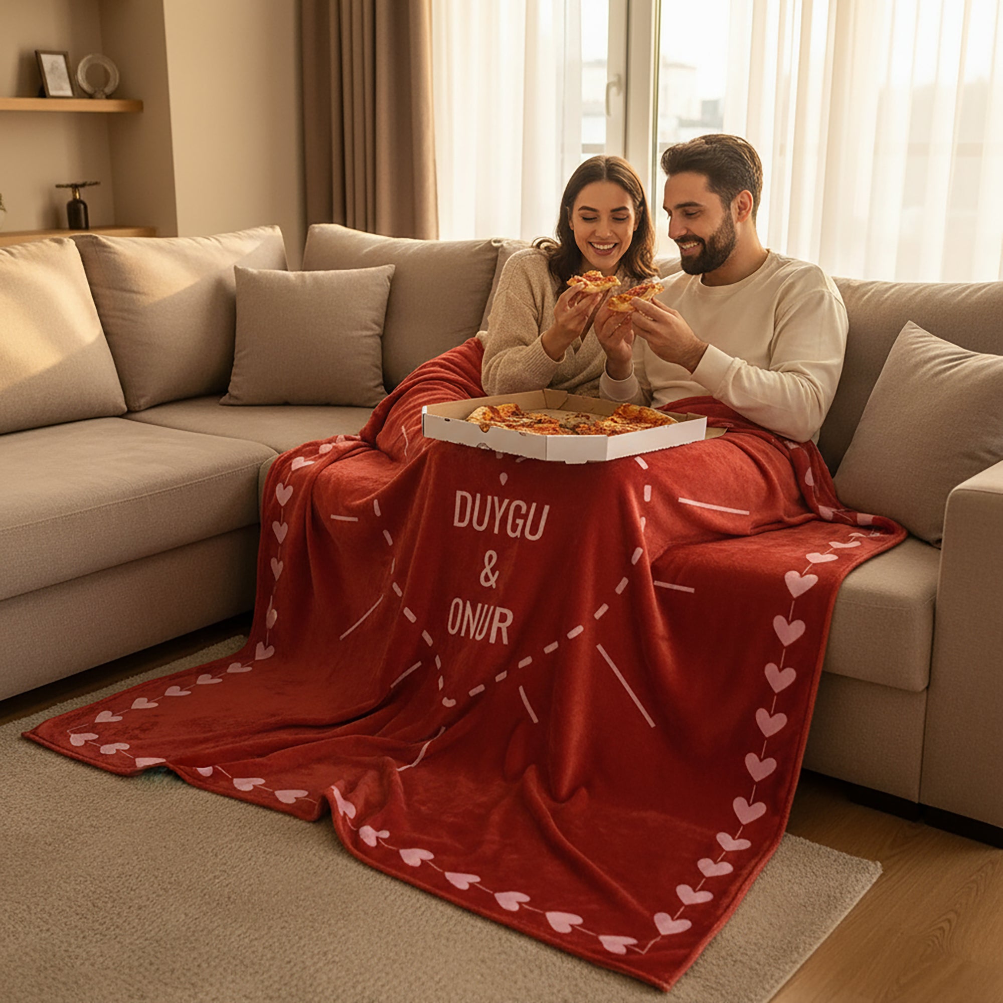 Kalpli İsimli Çift Battaniyesi