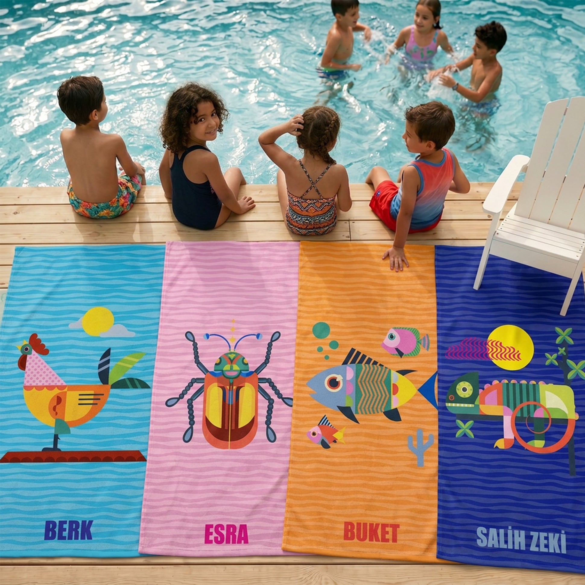 Kişiye Özel "Fauna Pop"Serisi Plaj Havlusu - Bonibom Özel Koleksiyonu