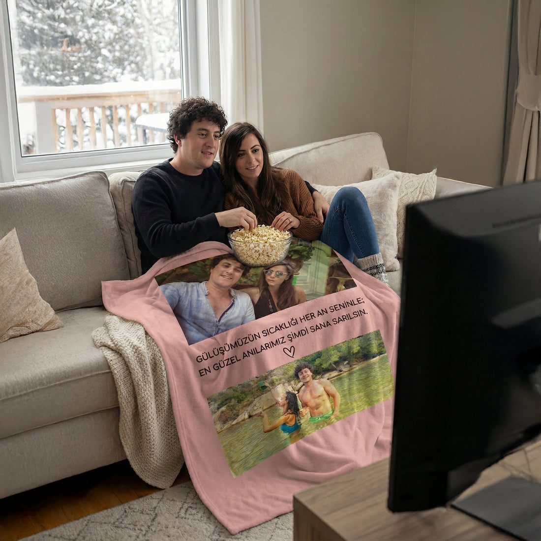 Bonibom Resim Çift Kolajlı Battaniye