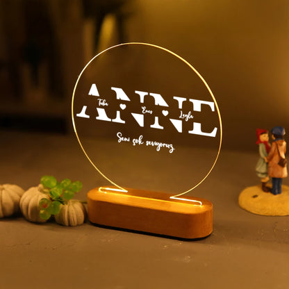 KİŞİYE ÖZEL LED IŞIKLI &quot;ANNE&quot;YAZILI AKRİLİK GECE LAMBASI