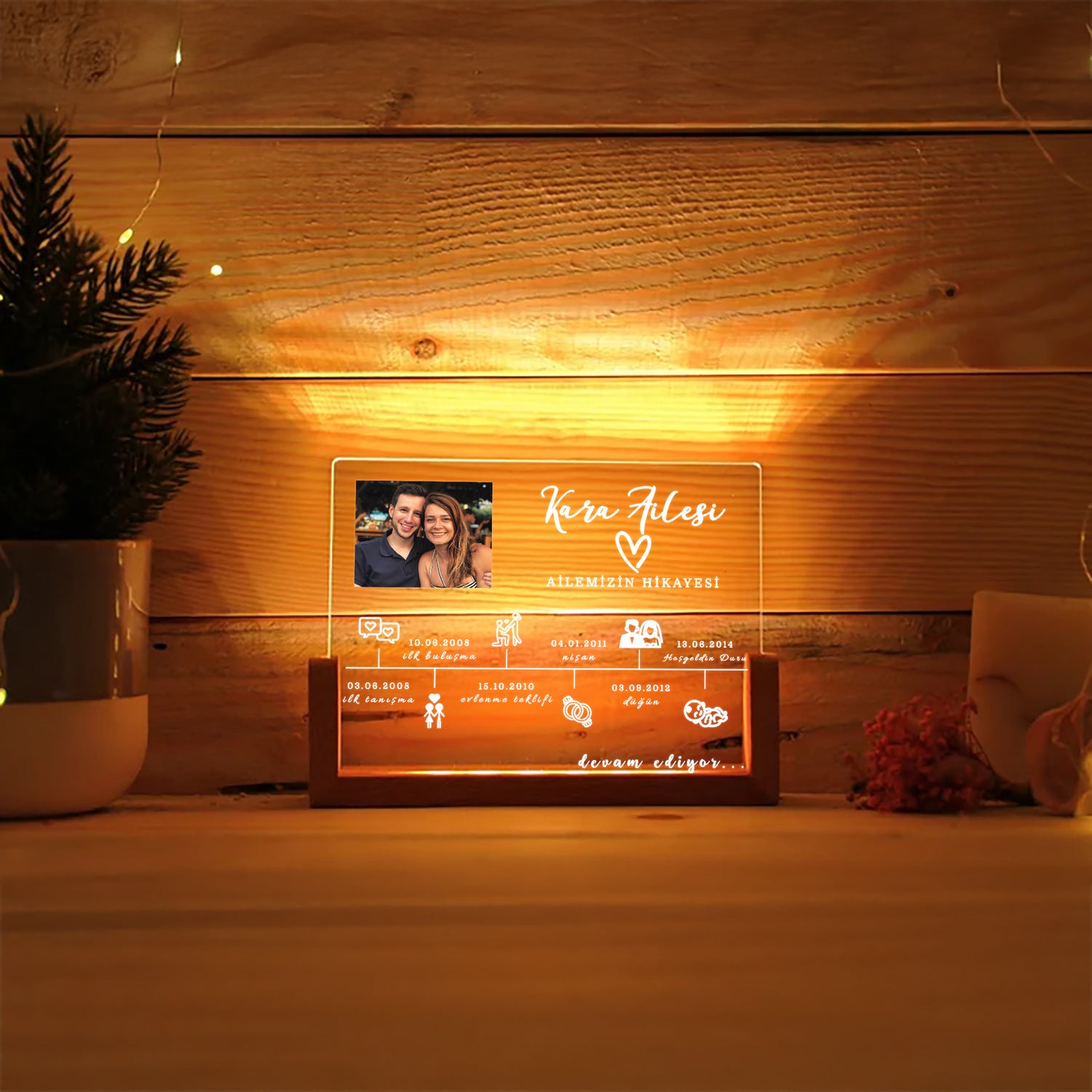KİŞİYE ÖZEL AİLEMİZİN HİKAYESİ LED GECE LAMBASI