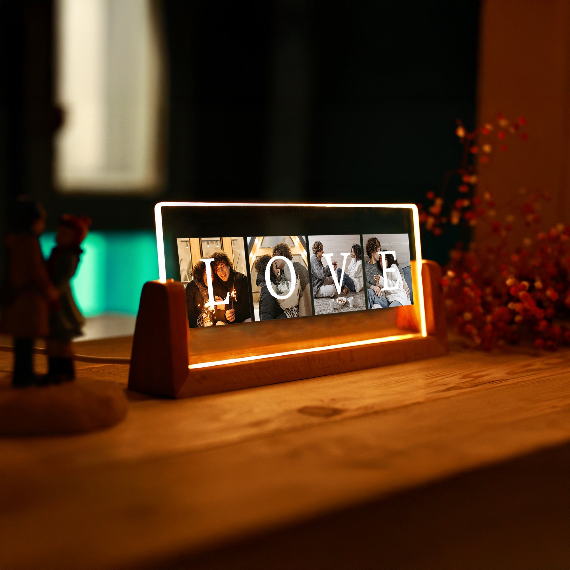 KİŞİYE ÖZEL LOVE YAZILI FOTOĞRAFLI YATAY LED GECE LAMBASI