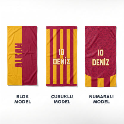 Kişiye Özel Sarı-Kırmızı Plaj Havlusu