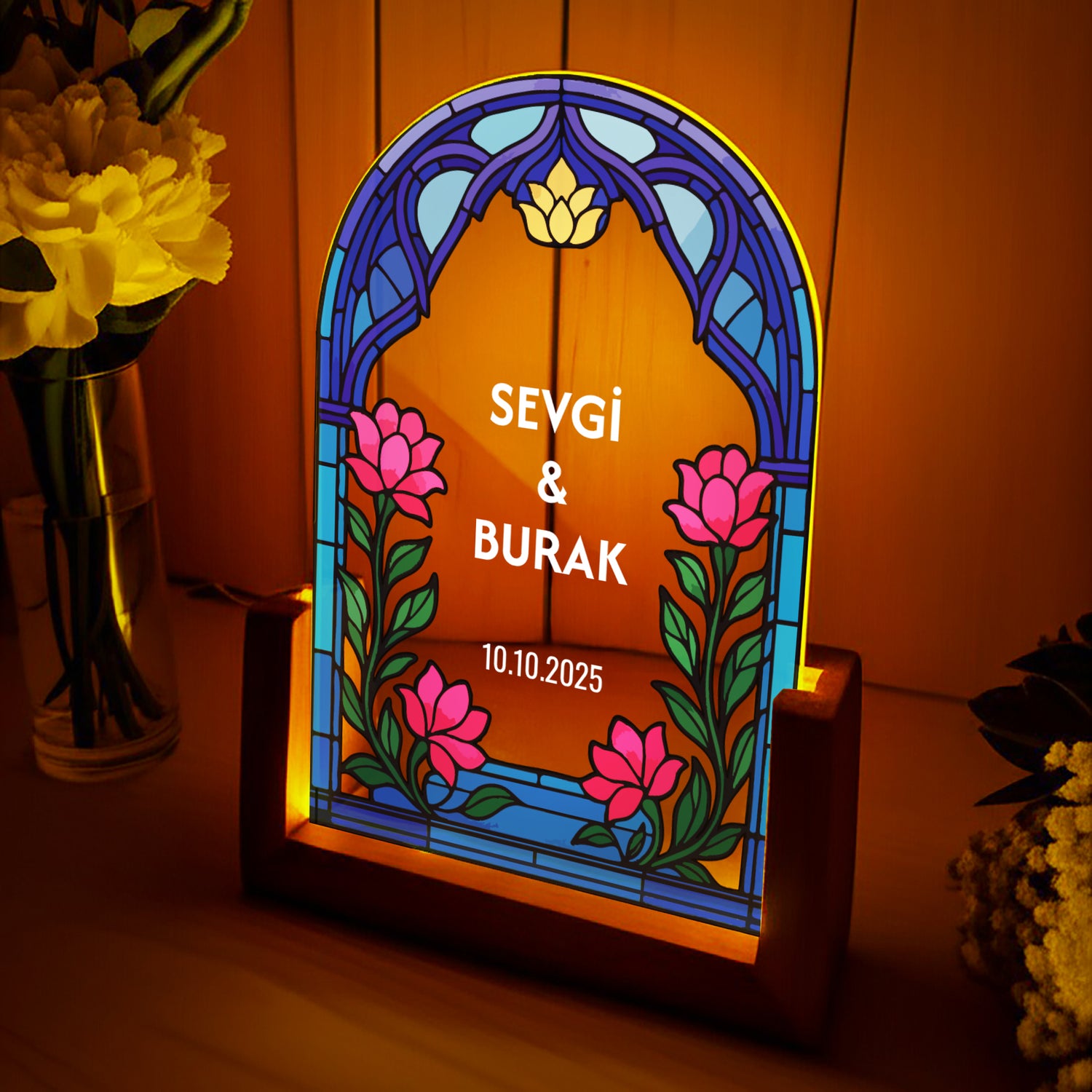 KİŞİYE ÖZEL VİTRAY DESENLİ GECE LAMBASI