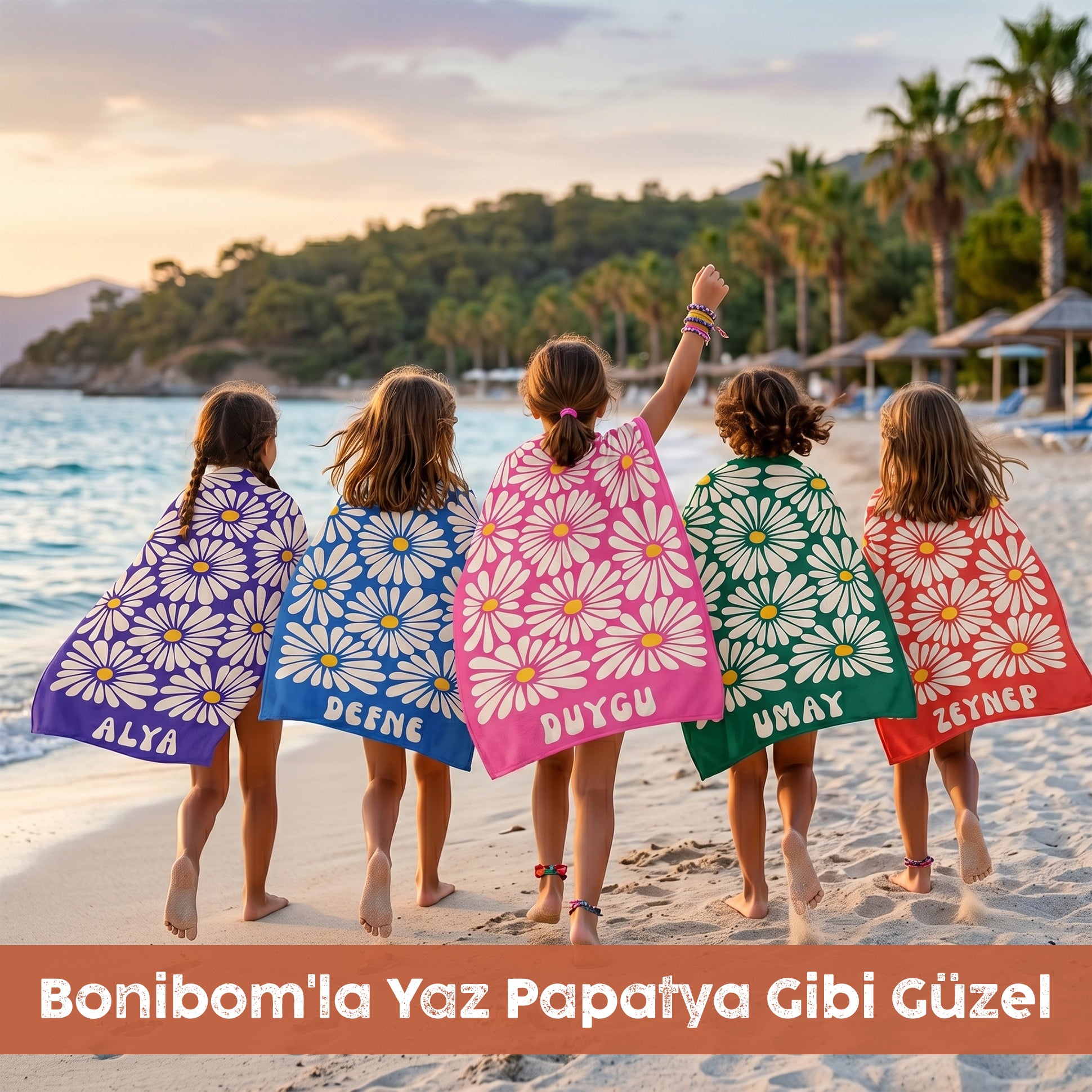 Bonibom Papatya Koleksiyonu | Kişiye Özel İsimli Plaj Havlusu