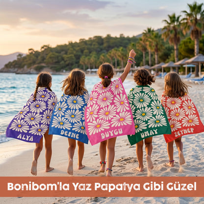 Bonibom Papatya Koleksiyonu | Kişiye Özel İsimli Plaj Havlusu