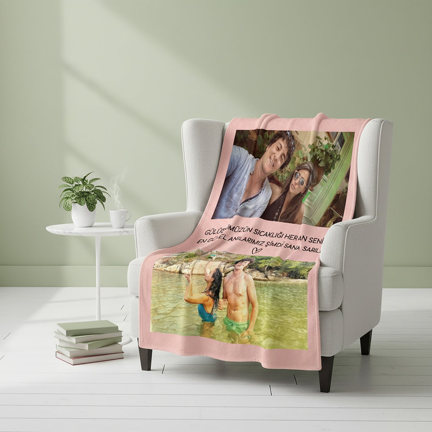 Sevgililer Gününe Özel Resim Kolajlı Battaniye