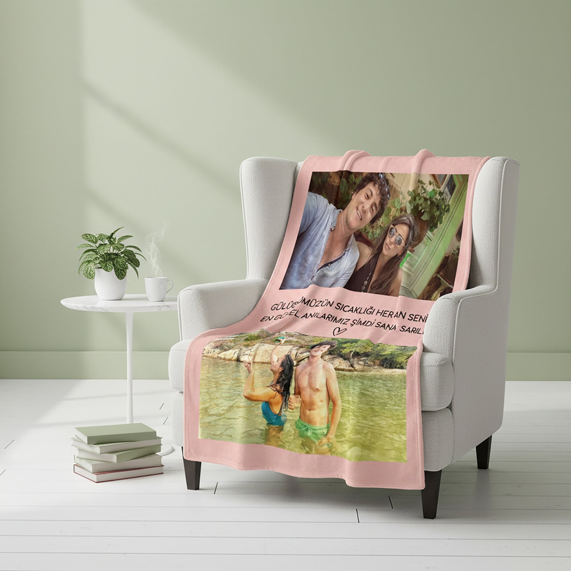 Sevgililer Gününe Özel Resim Kolajlı Battaniye
