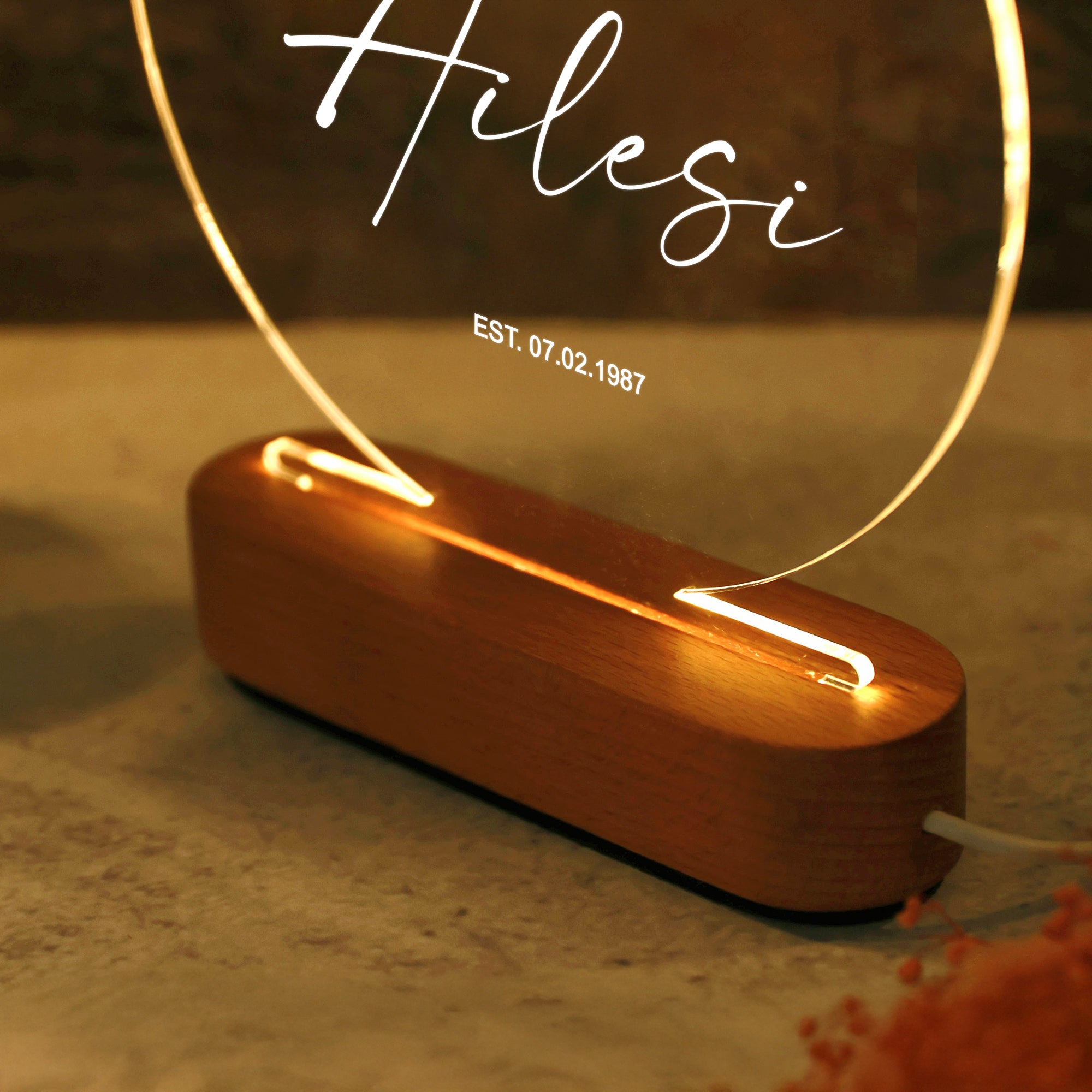 KİŞİYE ÖZEL AİLE SOYADI YAZILI LED IŞIKLI GECE LAMBASI