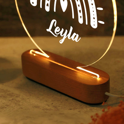 KİŞİYE ÖZEL GÖKKUŞAĞI DESENLİ YUVARLAK LED AKRİLİK GECE LAMBASI