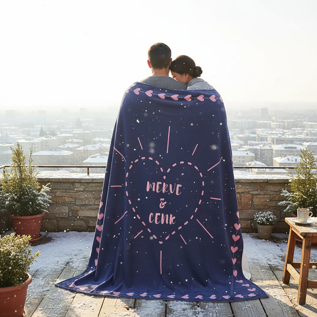 Kalpli İsimli Çift Battaniyesi