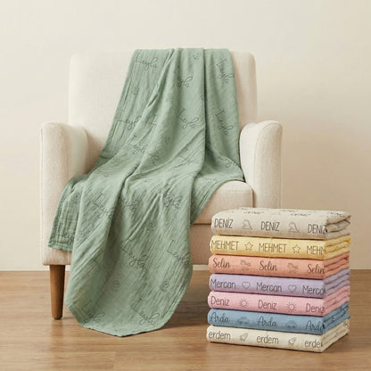 Kişiye Özel %100 Pamuk Müslin Battaniye