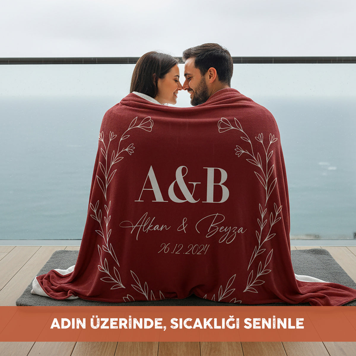 Bonibom Kişiye Özel Aile İsimli Minky Battaniye