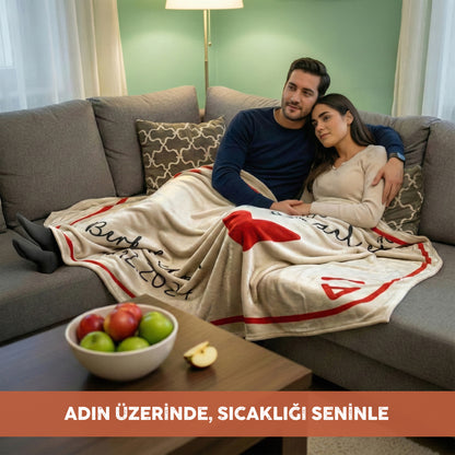 Bonibom Kişiye Özel Sevgili Battaniyesi – As Kartı Tasarımı