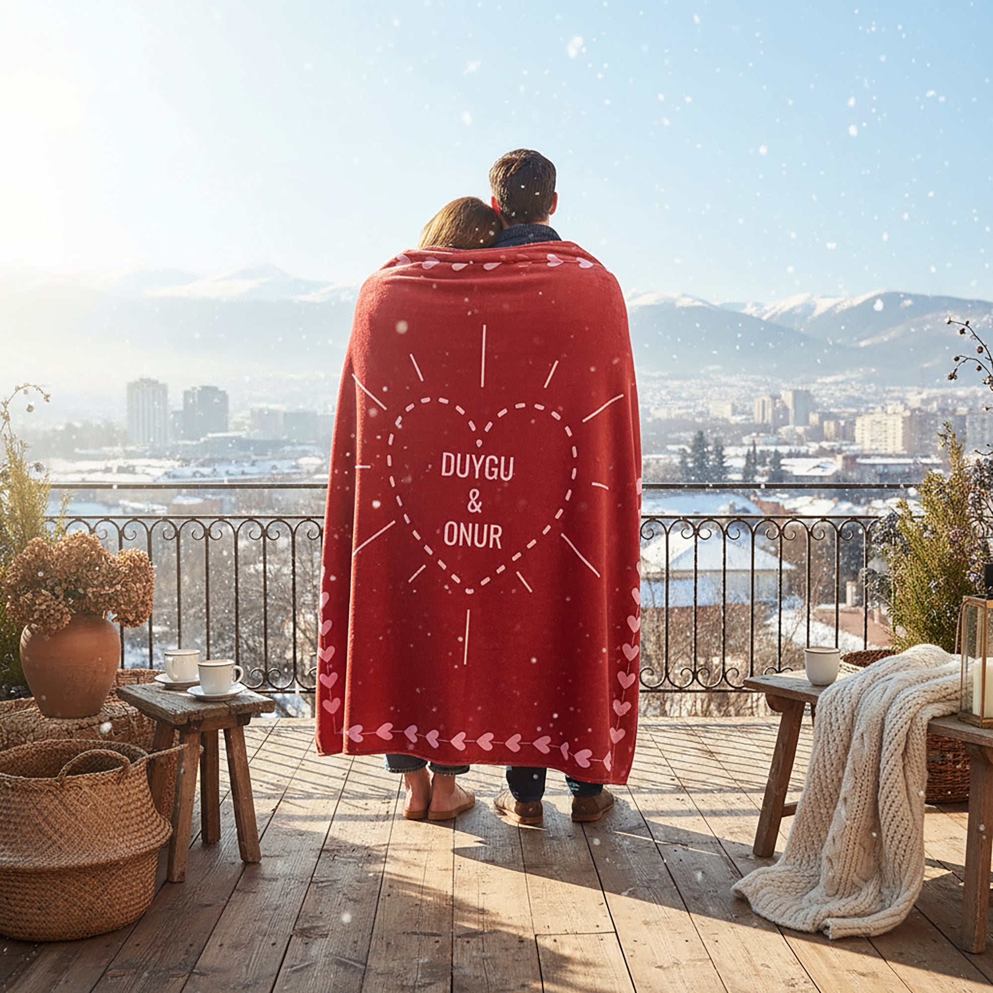 Kalpli İsimli Çift Battaniyesi