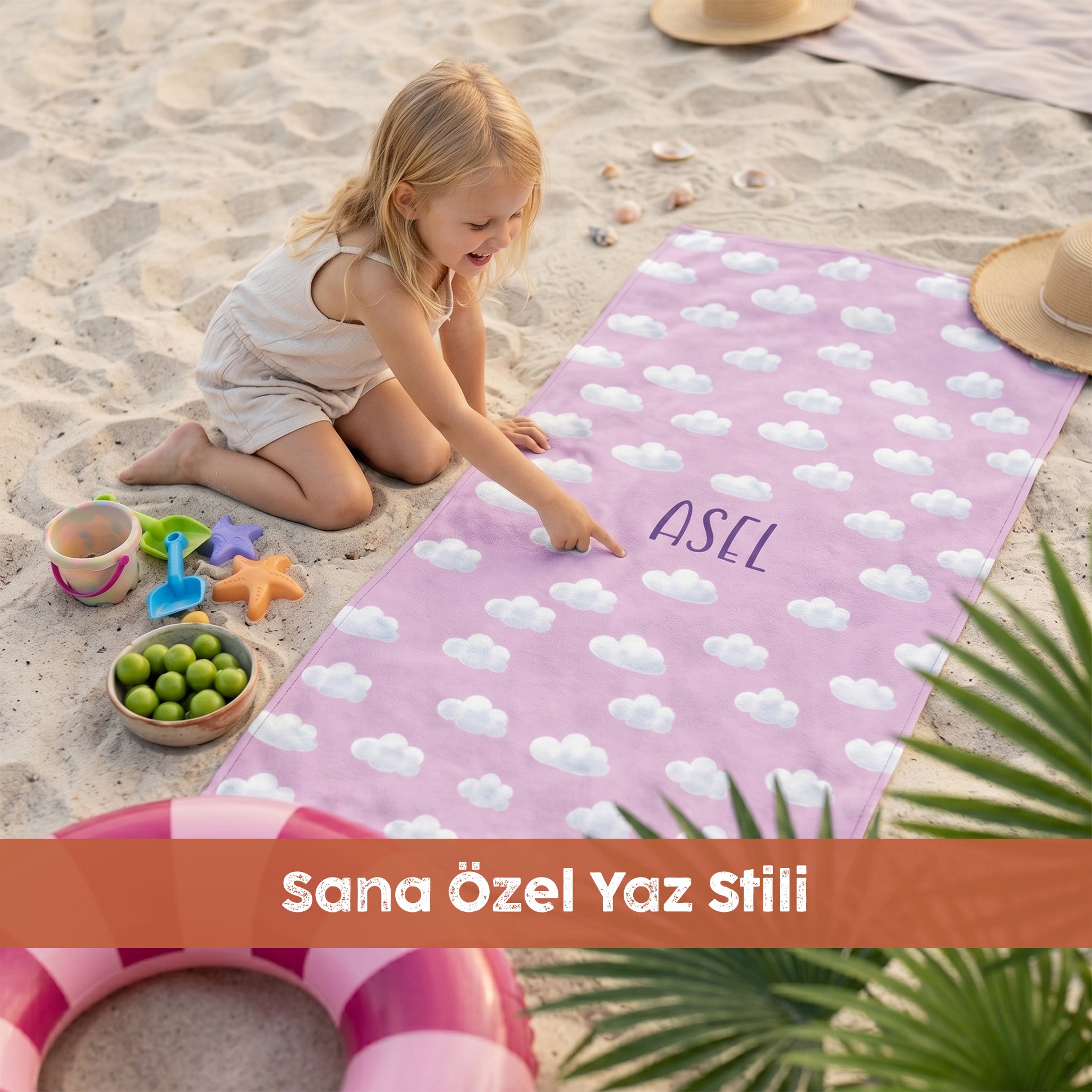 ☁️ Bonibom Bulut Koleksiyonu | Kişiye Özel İsimli Plaj Havlusu
