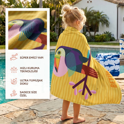 Kişiye Özel "Fauna Pop"Serisi Plaj Havlusu - Bonibom Özel Koleksiyonu