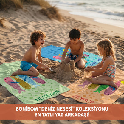 Kişiye Özel "Deniz Neşesi"Serisi Plaj Havlusu - Bonibom Özel Koleksiyonu