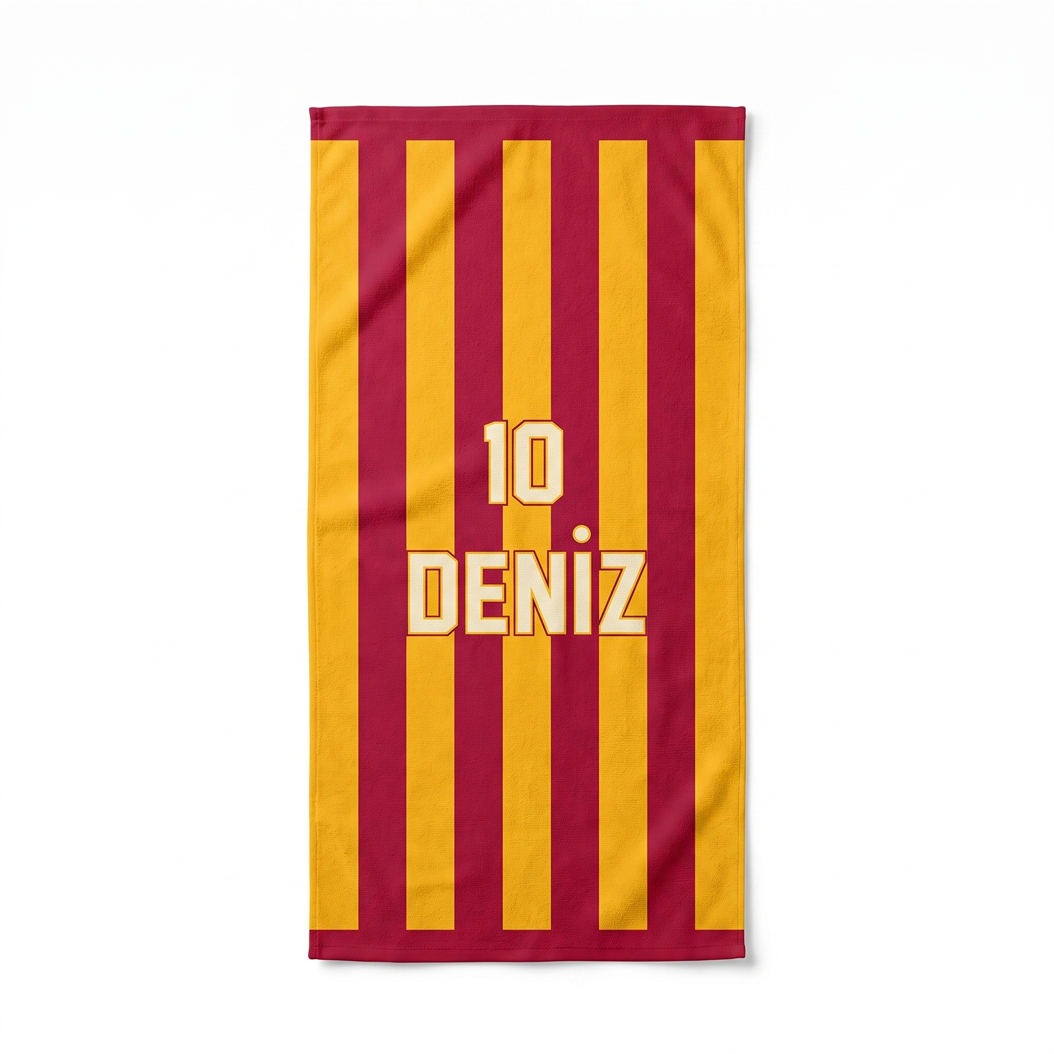 Kişiye Özel Sarı-Kırmızı Plaj Havlusu