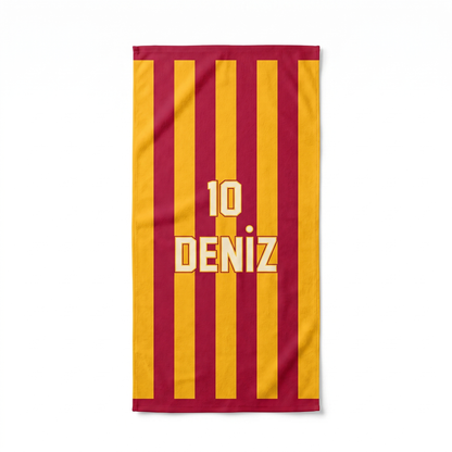 Kişiye Özel Sarı-Kırmızı Plaj Havlusu