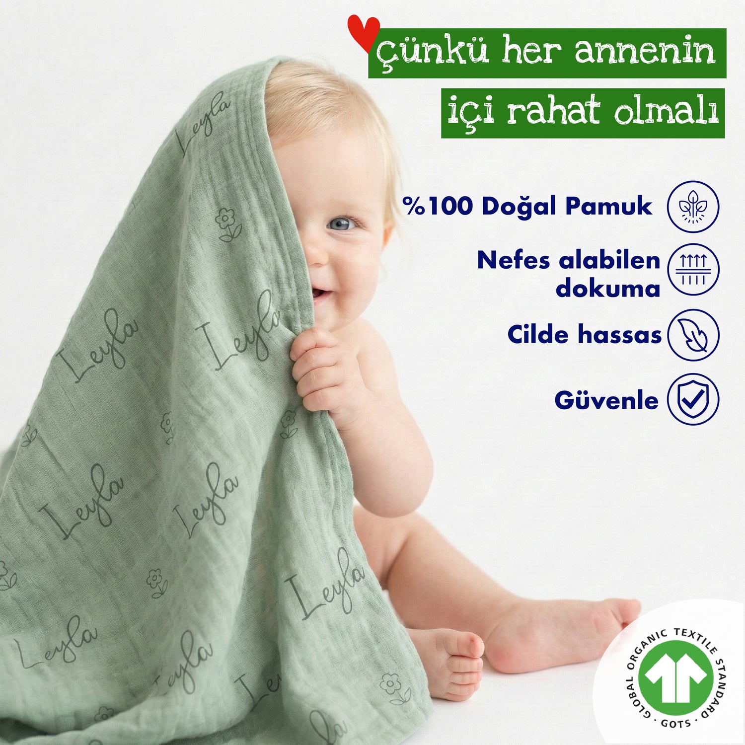 Kişiye Özel %100 Pamuk Müslin Battaniye