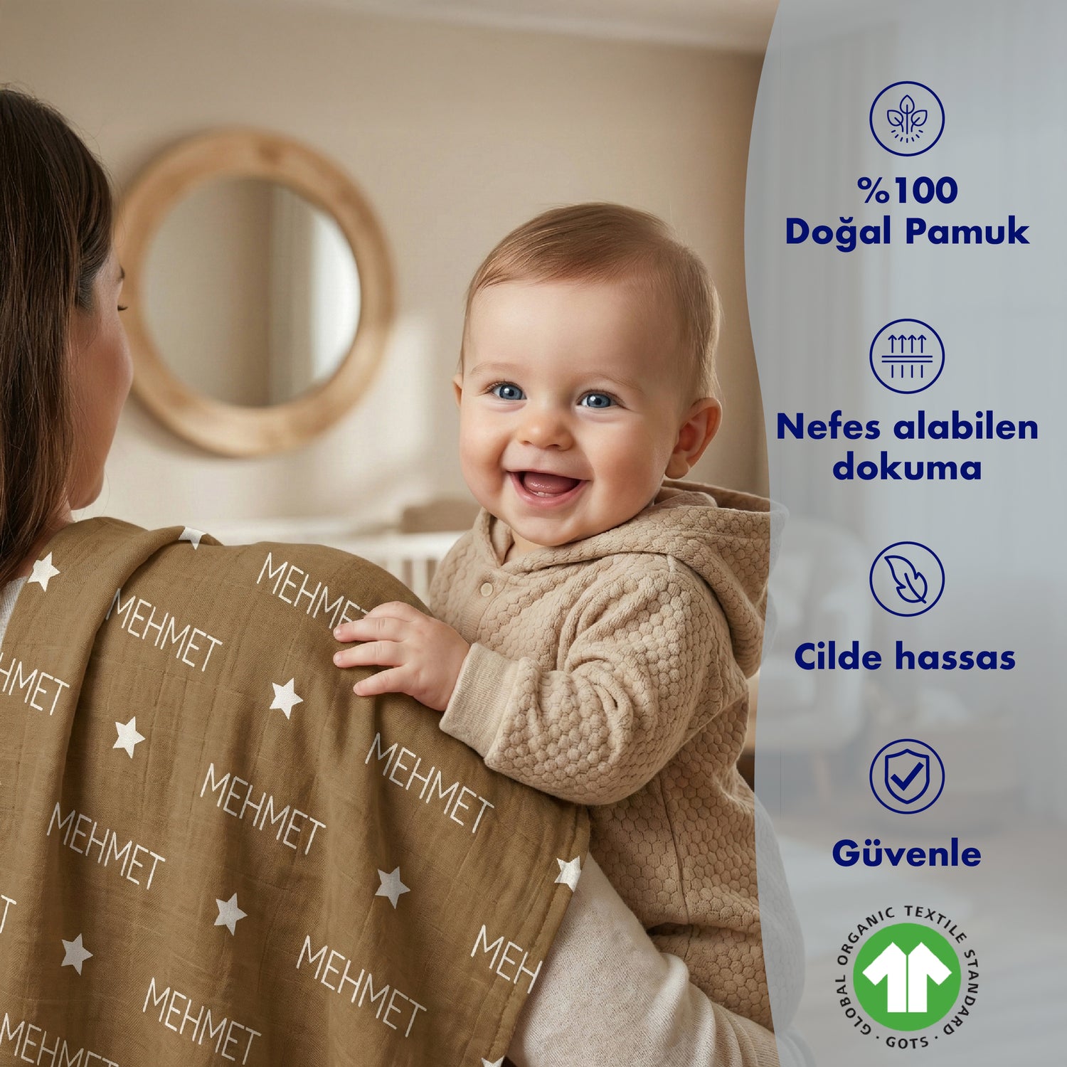 Kişiye Özel %100 Pamuk Müslin Battaniye