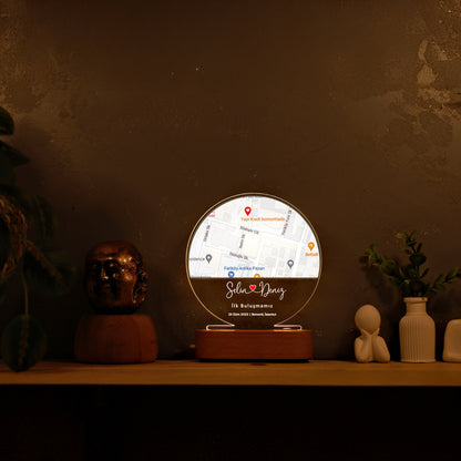 KİŞİYE ÖZEL KONUMLU HARİTA LED GECE LAMBASI