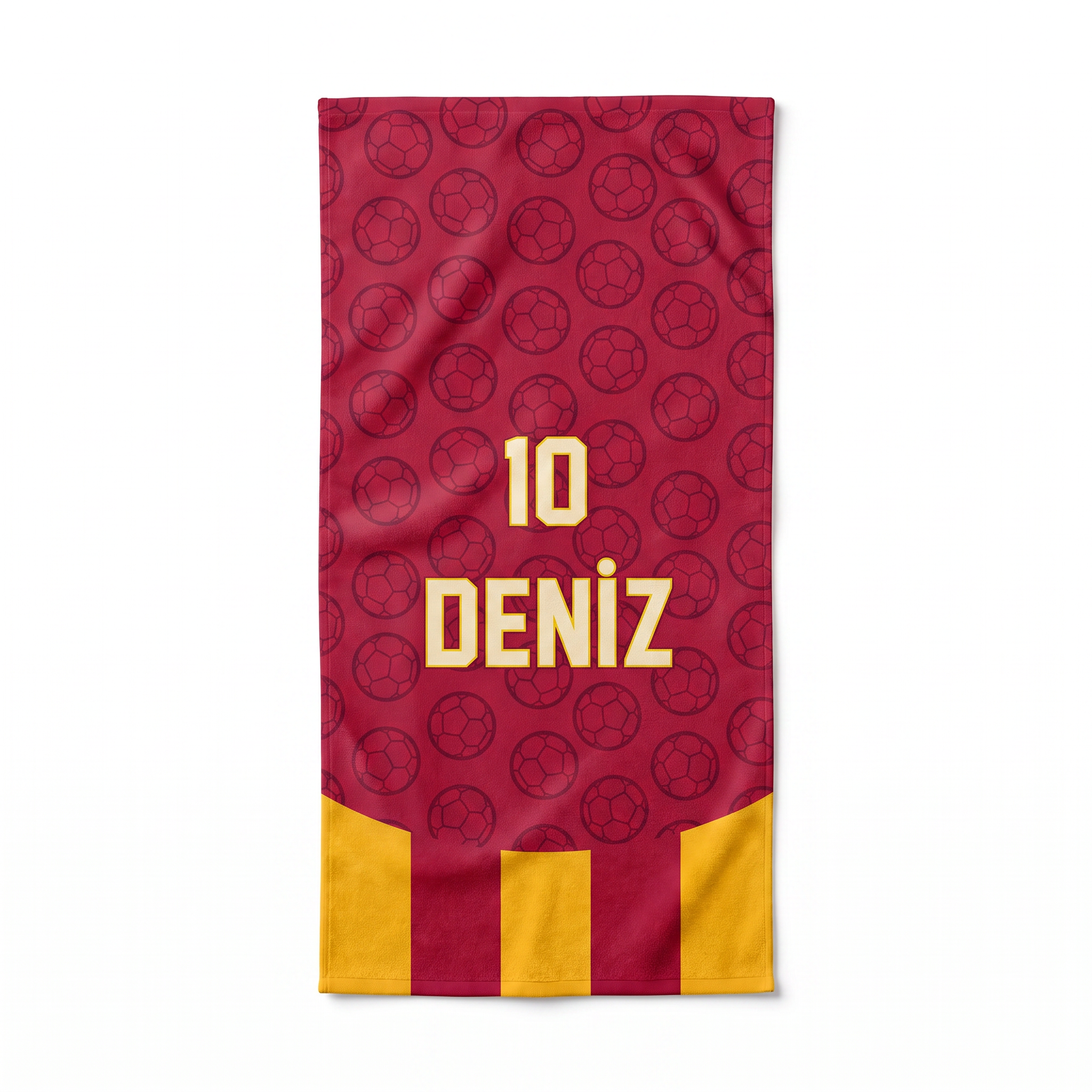Kişiye Özel Sarı-Kırmızı Plaj Havlusu