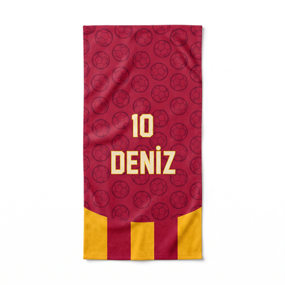 Kişiye Özel Sarı-Kırmızı Plaj Havlusu