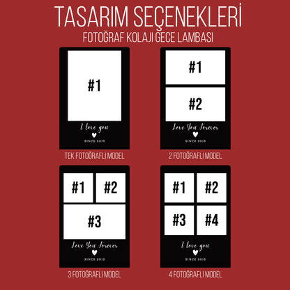 KİŞİYE ÖZEL KOLAJ FOTOĞRAFLI LED GECE LAMBASI