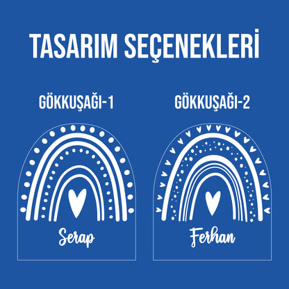 KİŞİYE ÖZEL AHŞAP TABANLI GÖKKUŞAĞI LED GECE LAMBASI