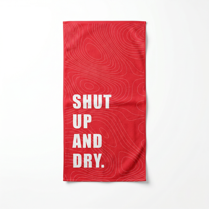"SHUT UP AND DRY." Sloganlı Plaj Havlusu - Bonibom LOUD SUMMER Koleksiyonu