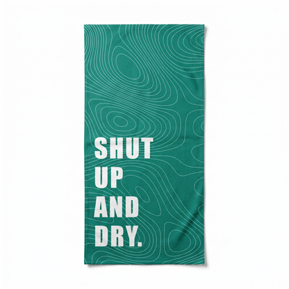"SHUT UP AND DRY." Sloganlı Plaj Havlusu - Bonibom LOUD SUMMER Koleksiyonu