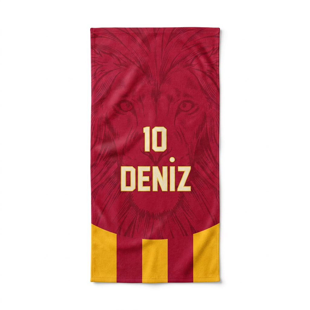Kişiye Özel Sarı-Kırmızı Plaj Havlusu
