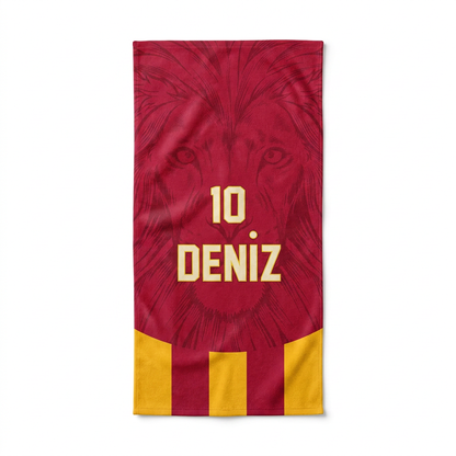 Kişiye Özel Sarı-Kırmızı Plaj Havlusu
