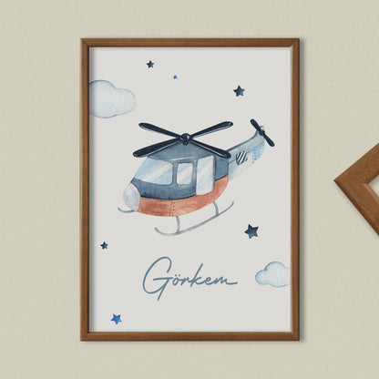 Kişiye Özel "Gökyüzü" Helikopter Çocuk Tablo