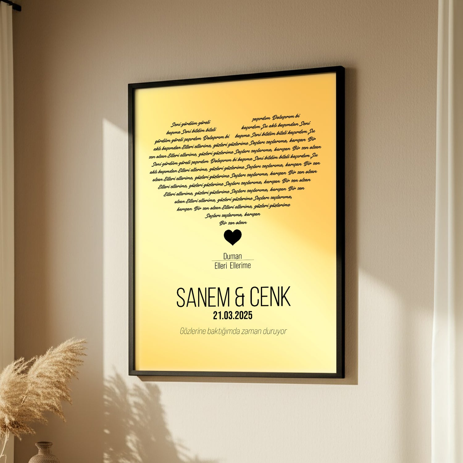 Kişileştirilebilir Gümüş veya Altın Folyo Şarkı Sözü Posteri | Özel İsim, Tarih ve Şarkı ile Hazırlanan Duvar Sanatı | Düğün, Yıldönümü ve Romantik Hediye