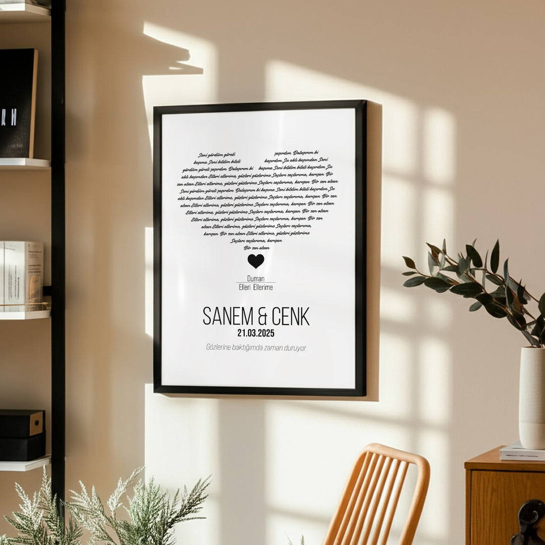 Kişileştirilebilir Şarkı Sözü Posteri | Özel İsim, Tarih ve Şarkı ile Tasarlanan Kağıt Duvar Sanatı | Yıldönümü, Düğün, Nişan ve Romantik Anılar İçin