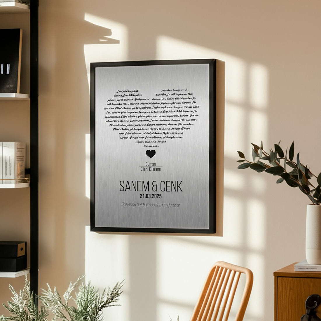 Kişileştirilebilir Gümüş veya Altın Folyo Şarkı Sözü Posteri | Özel İsim, Tarih ve Şarkı ile Hazırlanan Duvar Sanatı | Düğün, Yıldönümü ve Romantik Hediye