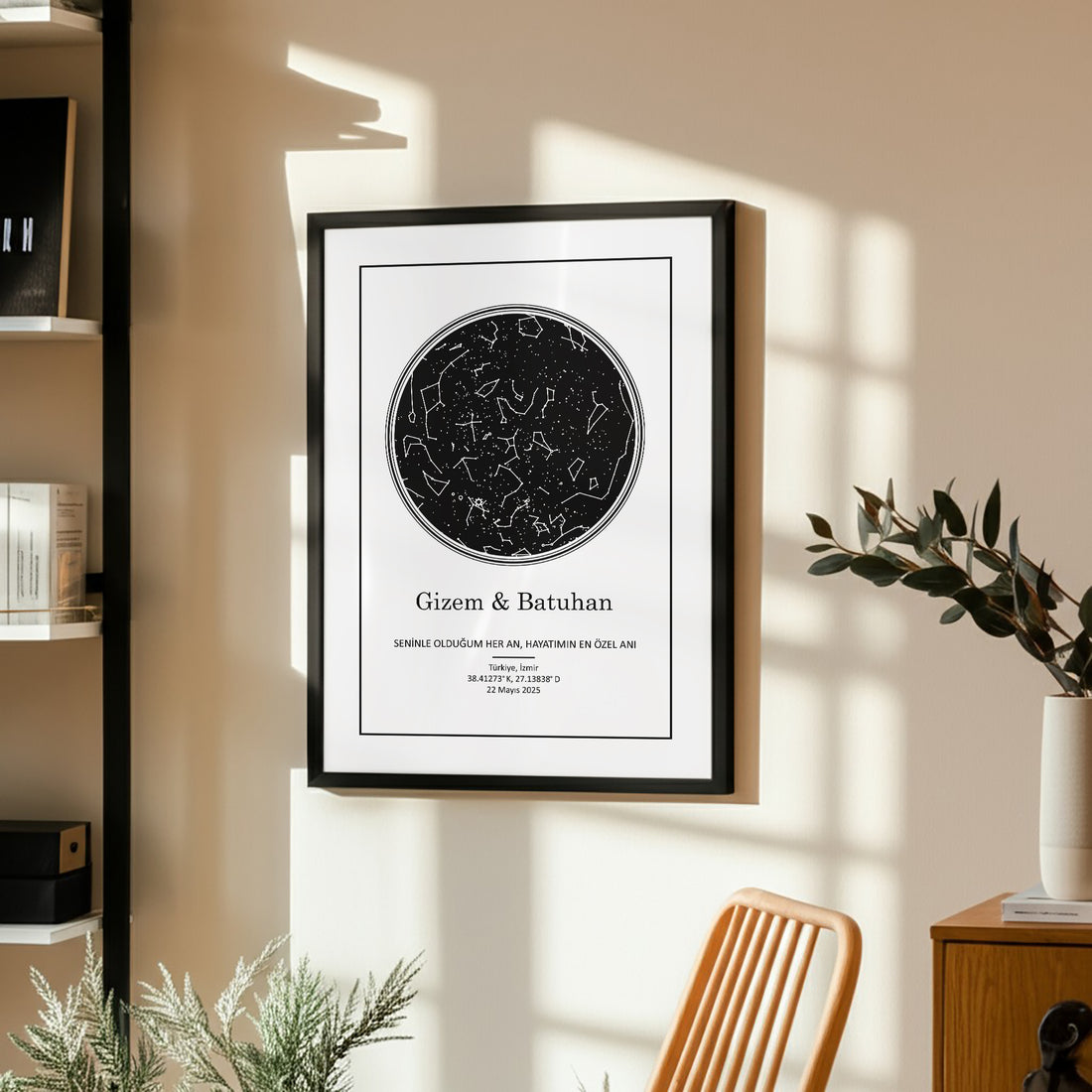 Kişileştirilebilir Kağıt Yıldız Haritası Posteri | Özel Tarih, Konum ve İsimlerle Hazırlanan Kağıt Duvar Sanatı | Yıldönümü, Düğün, Sevgililer Günü ve Romantik Anılar İçin