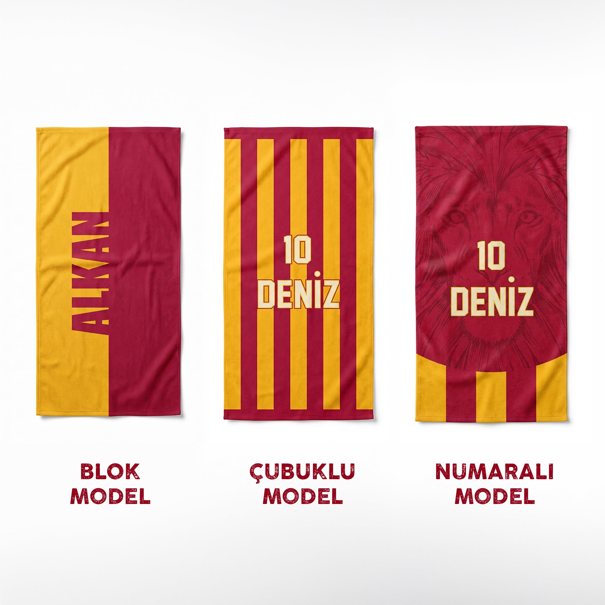 Kişiye Özel Sarı-Kırmızı Plaj Havlusu