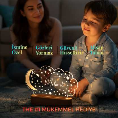 KİŞİYE ÖZEL ÇOCUK "AY-BULUT" GECE LAMBASI