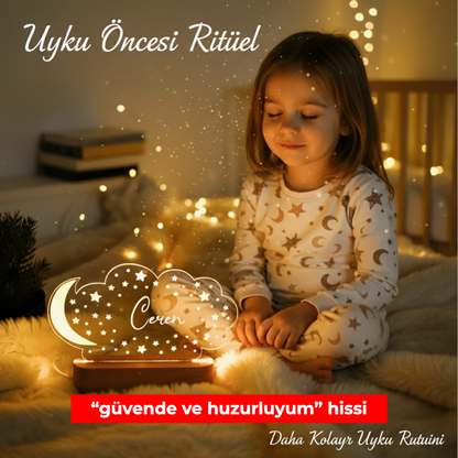 KİŞİYE ÖZEL ÇOCUK "AY-BULUT" GECE LAMBASI