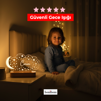 KİŞİYE ÖZEL ÇOCUK "AY-BULUT" GECE LAMBASI